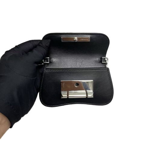 Prada Shoulder Bag Calfskin Black
