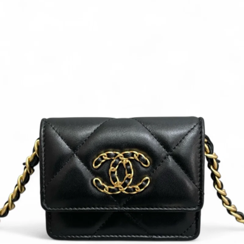Chanel Quilted 19 Coin Purse Calfskin Black Chanel Quilted 19 Coin Purse Calfskin Black
