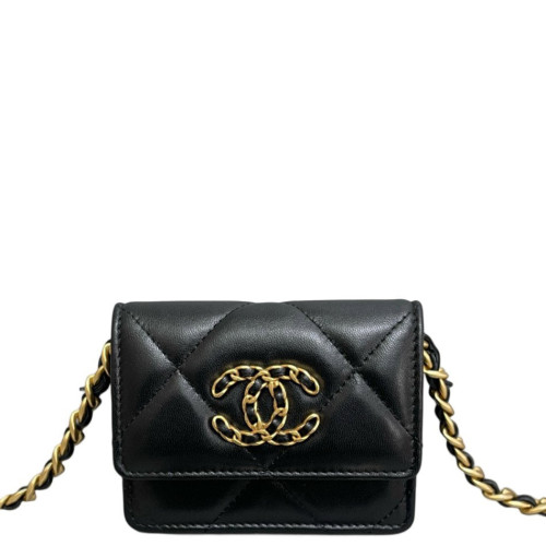 Chanel Quilted 19 Coin Purse Calfskin Black Chanel Quilted 19 Coin Purse Calfskin Black