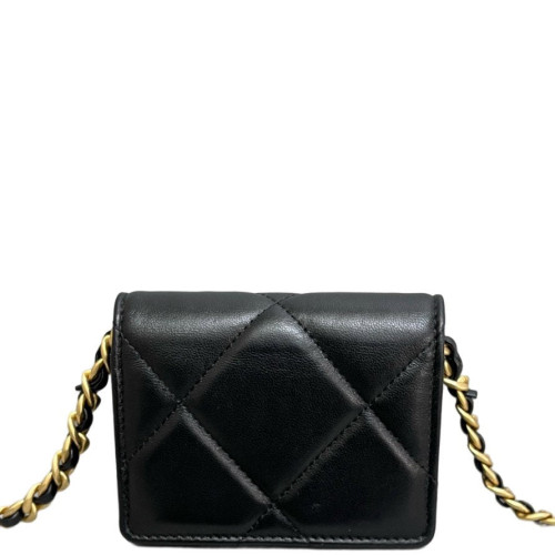 Chanel Quilted 19 Coin Purse Calfskin Black Chanel Quilted 19 Coin Purse Calfskin Black