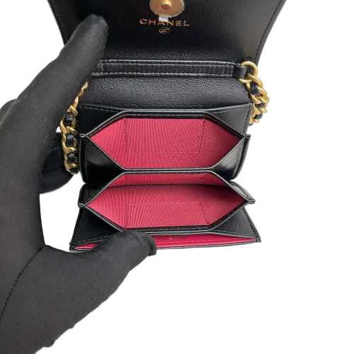 Chanel Quilted 19 Coin Purse Calfskin Black Chanel Quilted 19 Coin Purse Calfskin Black