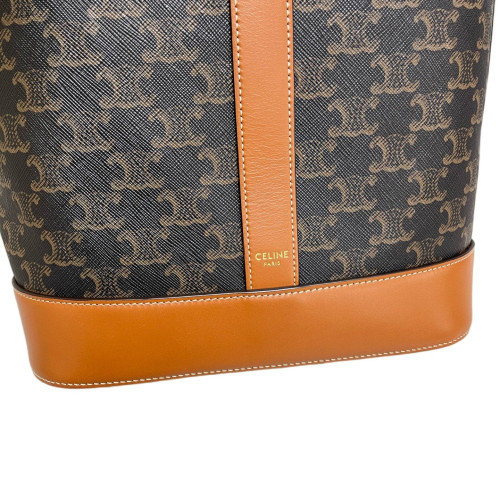 Celine Triomphe Bucket Bag Mediun Triomphe Calfskin Brown