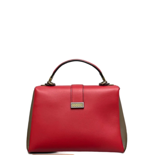 Bottega Veneta Bi-Color Small Piazza Bag Calfskin Red Beige Grey