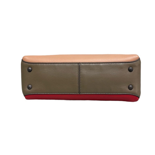 Bottega Veneta Bi-Color Small Piazza Bag Calfskin Red Beige Grey