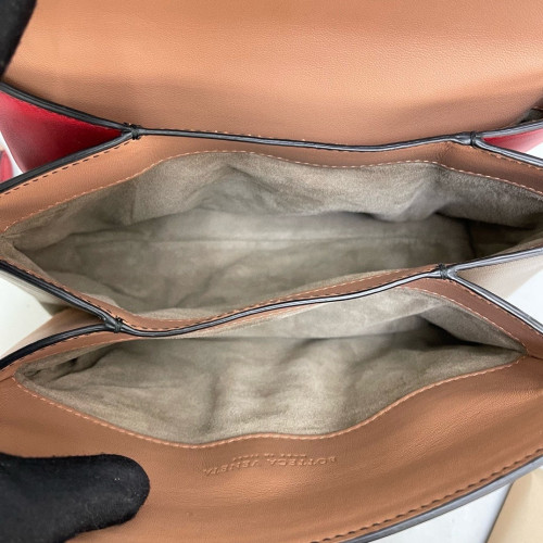 Bottega Veneta Bi-Color Small Piazza Bag Calfskin Red Beige Grey