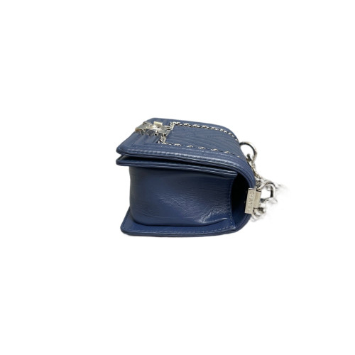 Chanel Quilted Small Boy Flap Pull Up Leather Blue