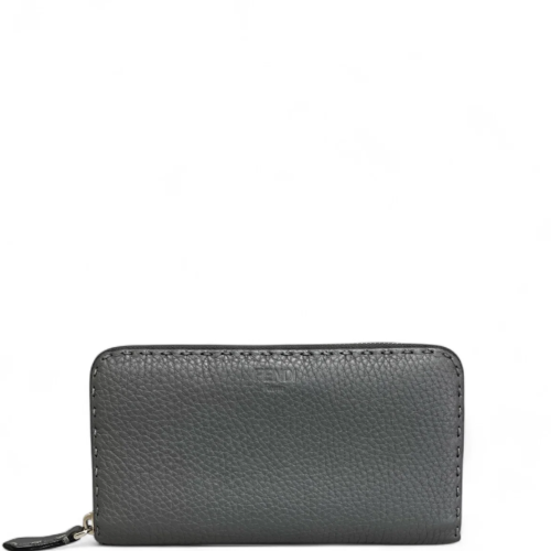 Fendi Continental Wallet Grained Calfskin Grey