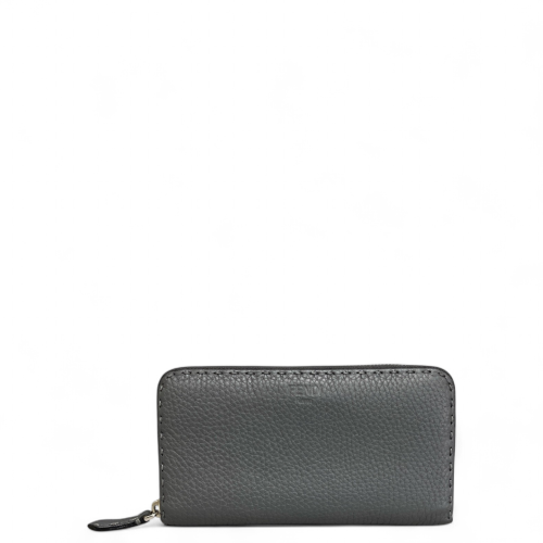 Fendi Continental Wallet Grained Calfskin Grey