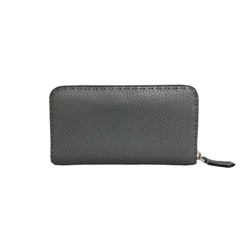 Fendi Continental Wallet Grained Calfskin Grey