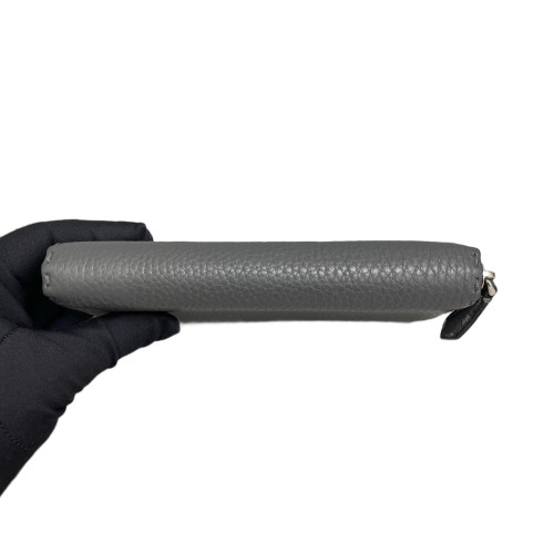Fendi Continental Wallet Grained Calfskin Grey