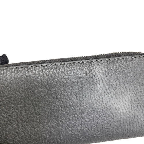 Fendi Continental Wallet Grained Calfskin Grey