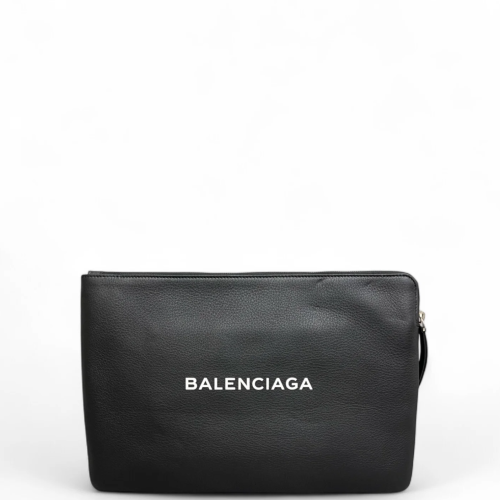 Balenciaga Clutch Grained Calfskin Black