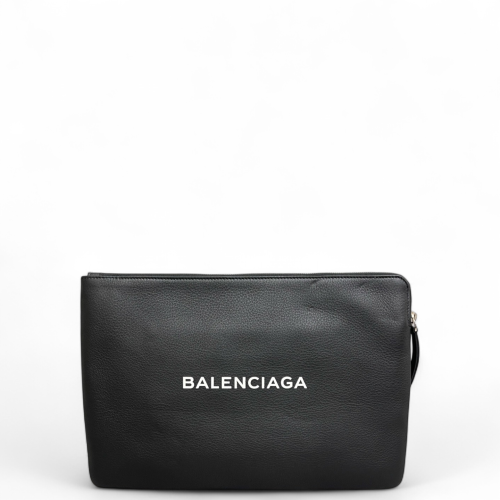 Balenciaga Clutch Grained Calfskin Black