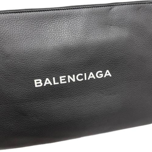 Balenciaga Clutch Grained Calfskin Black