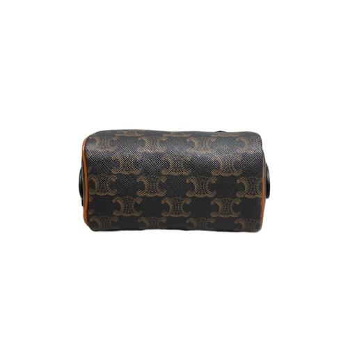 Celine Mini Boston Bag Calfskin Triomphe Tan Dark Brown