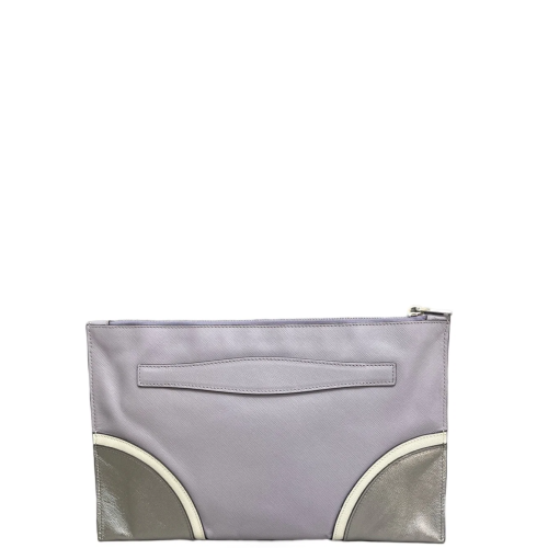 Prada Clutch Saffiano Calfskin Purple Grey White