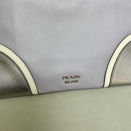 Prada Clutch Saffiano Calfskin Purple Grey White