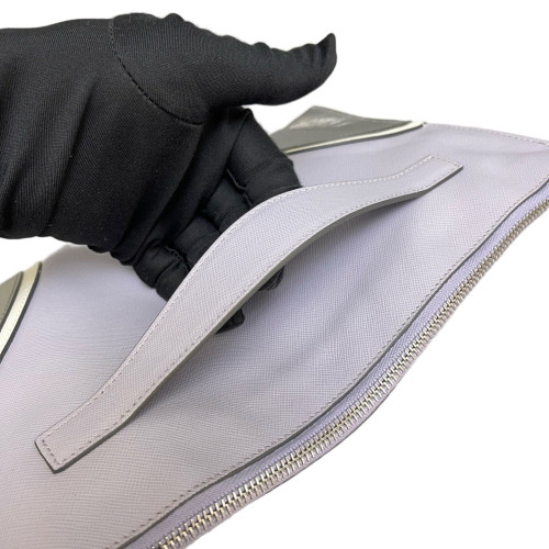 Prada Clutch Saffiano Calfskin Purple Grey White