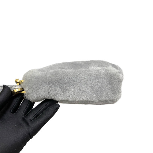 Prada Triangle Shoulder Bag Shearling Grey Prada Triangle Shoulder Bag Shearling Grey