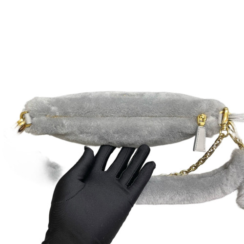 Prada Triangle Shoulder Bag Shearling Grey Prada Triangle Shoulder Bag Shearling Grey
