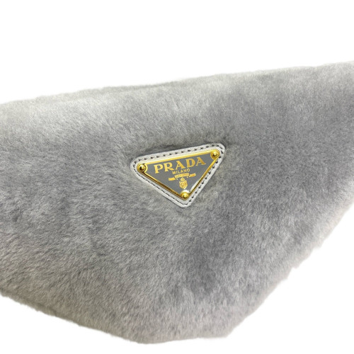 Prada Triangle Shoulder Bag Shearling Grey Prada Triangle Shoulder Bag Shearling Grey