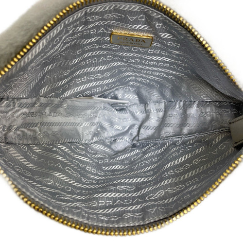 Prada Triangle Shoulder Bag Shearling Grey Prada Triangle Shoulder Bag Shearling Grey