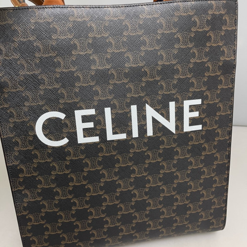 Celine Small Vertical Cabas Triomphe Dark Brown Tan Celine Small Vertical Cabas Triomphe Dark Brown Tan