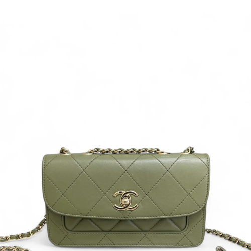 Chanel Quilted Flap Bag Lambskin Sage