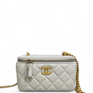 Chanel Quilted Pearl Crush Small Vanity Case Lambskin Grey Chanel Quilted Pearl Crush Small Vanity Case Lambskin Grey