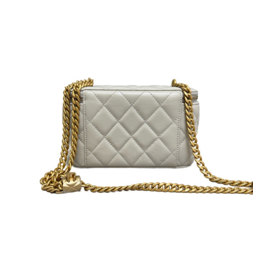 Chanel Quilted Pearl Crush Small Vanity Case Lambskin Grey