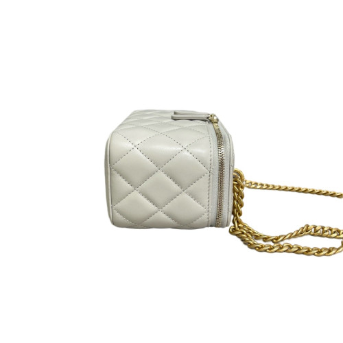 Chanel Quilted Pearl Crush Small Vanity Case Lambskin Grey
