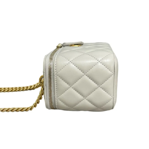 Chanel Quilted Pearl Crush Small Vanity Case Lambskin Grey