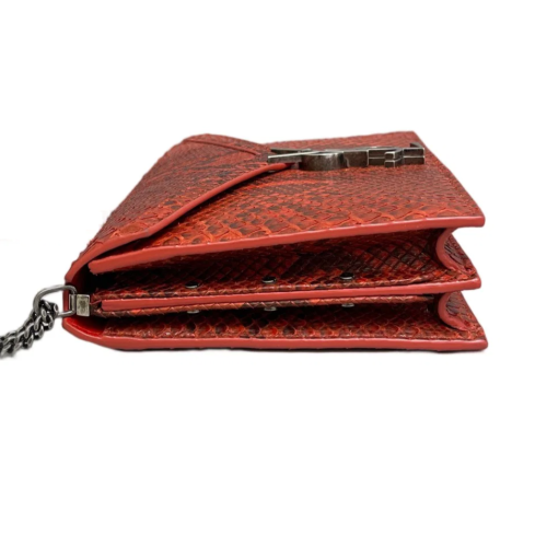 Yves Saint Laurent Cassandra Chain Wallet Snakeskin Red