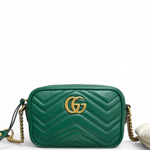 Gucci Mini GG Marmont Chain Shoulder Bag Calfskin Emerald Green