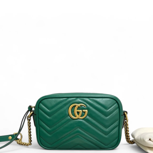 Gucci Mini GG Marmont Chain Shoulder Bag Calfskin Emerald Green