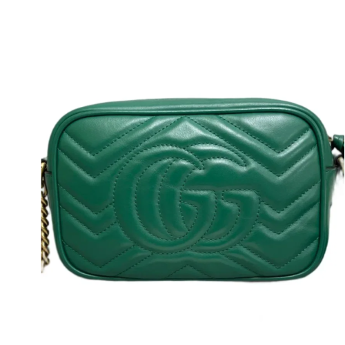 Gucci Mini GG Marmont Chain Shoulder Bag Calfskin Emerald Green
