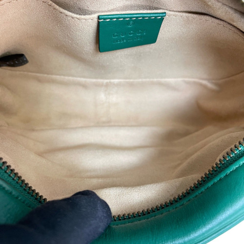 Gucci Mini GG Marmont Chain Shoulder Bag Calfskin Emerald Green