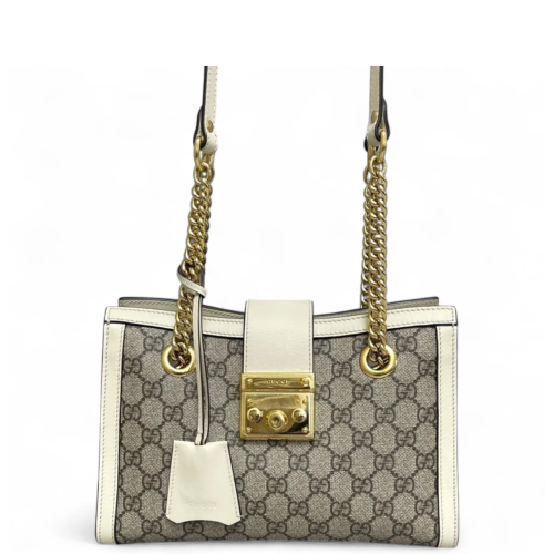 Gucci Small Padlock Tote GG Supreme Monogram White Gucci Small Padlock Tote GG Supreme Monogram White