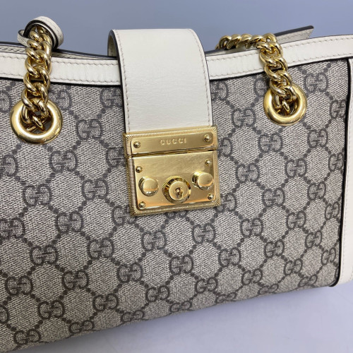Gucci Small Padlock Tote GG Supreme Monogram White Gucci Small Padlock Tote GG Supreme Monogram White