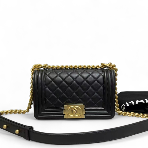 Chanel Quilted Small Boy Flap Lambskin Black Chanel Quilted Small Boy Flap Lambskin Black