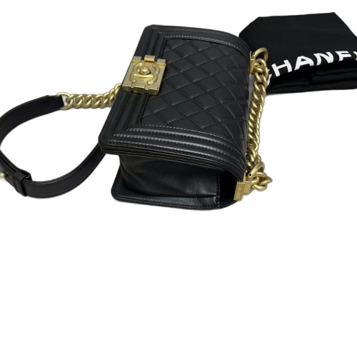 Chanel Quilted Small Boy Flap Lambskin Black Chanel Quilted Small Boy Flap Lambskin Black