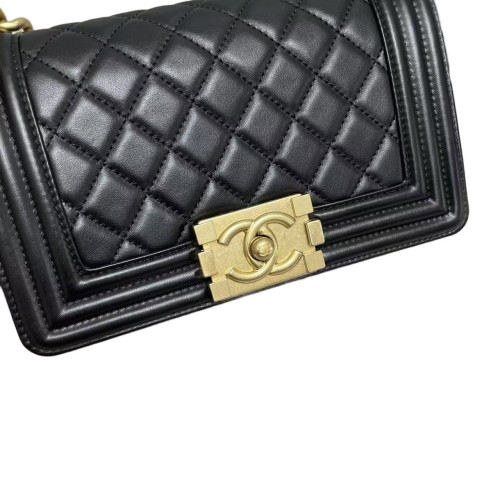 Chanel Quilted Small Boy Flap Lambskin Black Chanel Quilted Small Boy Flap Lambskin Black