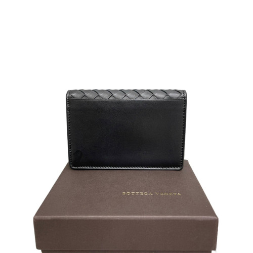 Bottega Veneta Card Holder Calfskin Intrecciato Black
