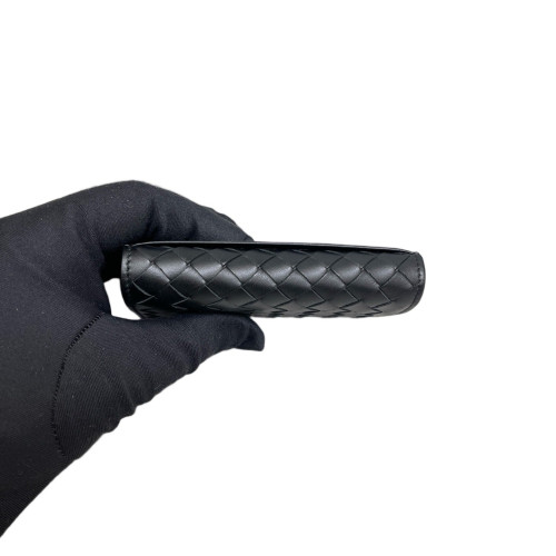Bottega Veneta Card Holder Calfskin Intrecciato Black