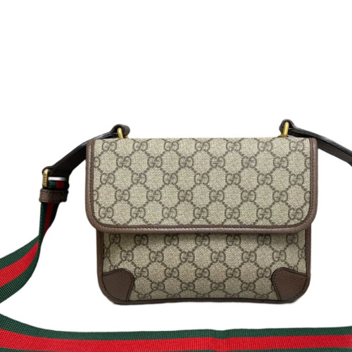 Gucci Small Neo Vintage Double Flap Messenger Bag GG Monogram Brown Gucci Small Neo Vintage Double Flap Messenger Bag GG Monogram Brown
