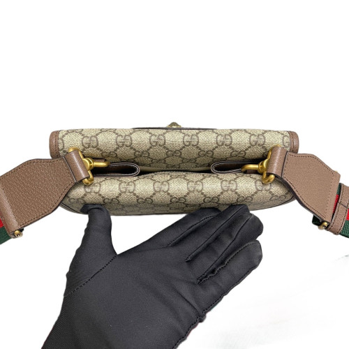Gucci Small Neo Vintage Double Flap Messenger Bag GG Monogram Brown Gucci Small Neo Vintage Double Flap Messenger Bag GG Monogram Brown