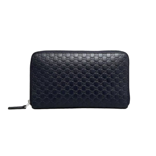 Gucci Logo Embossed Interlocking G Continental Wallet Calfskin Dark Blue
