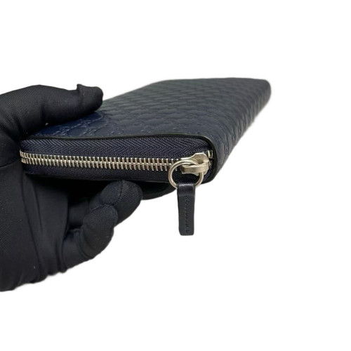 Gucci Logo Embossed Interlocking G Continental Wallet Calfskin Dark Blue