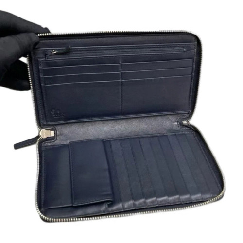 Gucci Logo Embossed Interlocking G Continental Wallet Calfskin Dark Blue