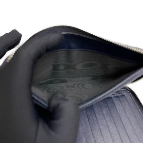 Gucci Logo Embossed Interlocking G Continental Wallet Calfskin Dark Blue